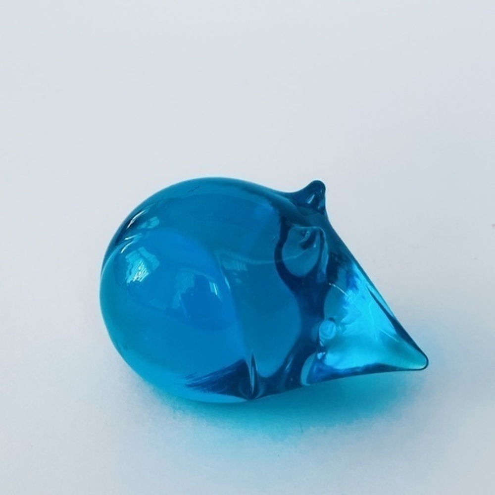 Mid-Century F. M. Konstglas Blue Swedish Glass Mouse